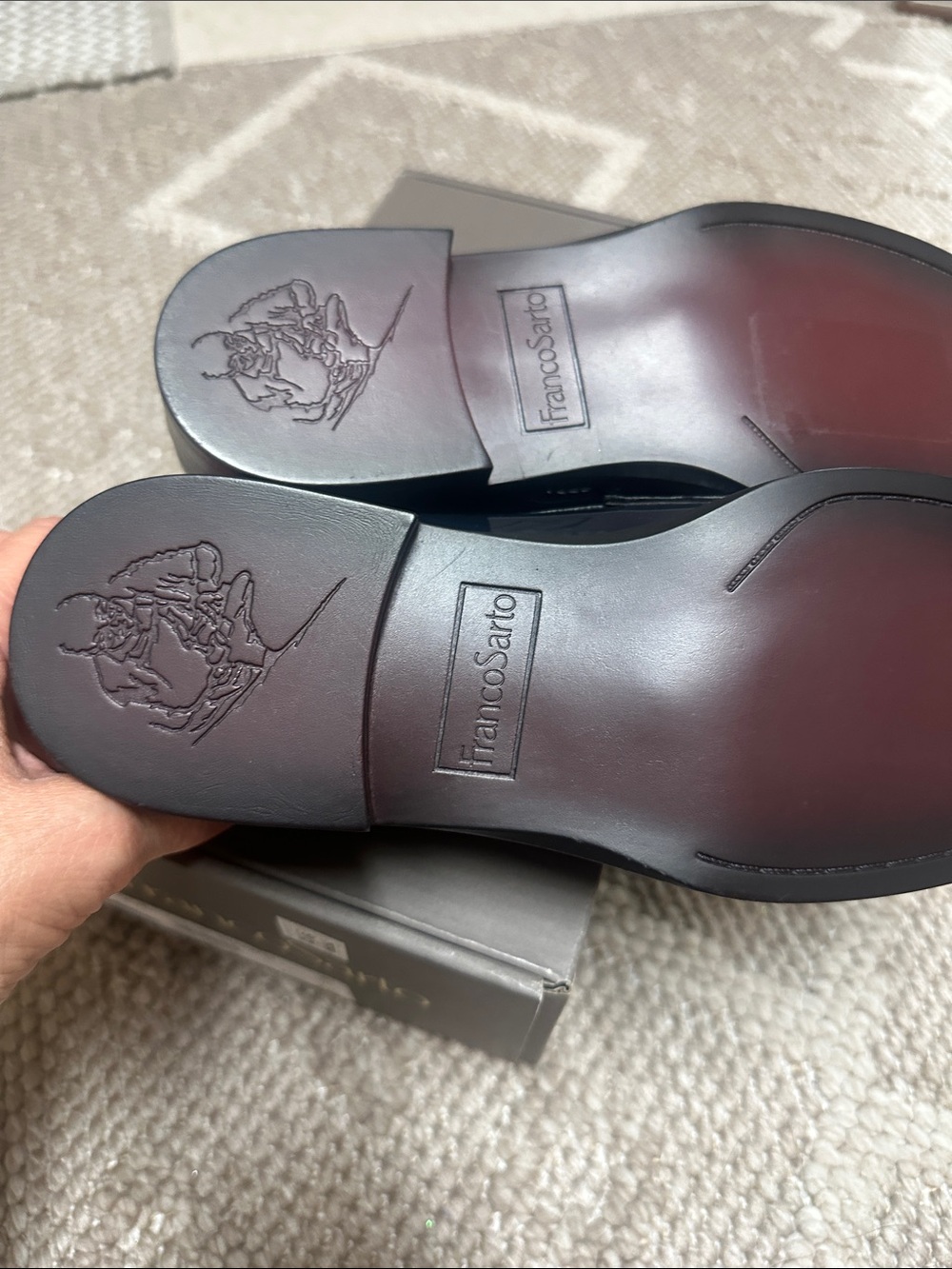 Franco Sarto Glossy Navy Penny Loafers - Picture 8 of 8